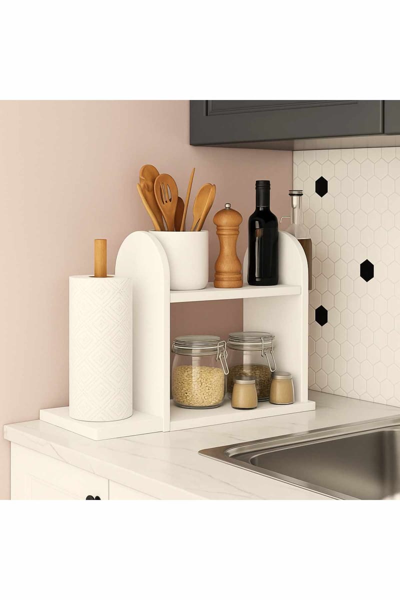 Kjøkkenhylle Hanah Home Peka Kitchen (45 x 36,8 x 17 cm) Hvit - Hvit - Oppbevaring - Hylle - Oppbevaringshylle - Krydderhylle & krydderstativ