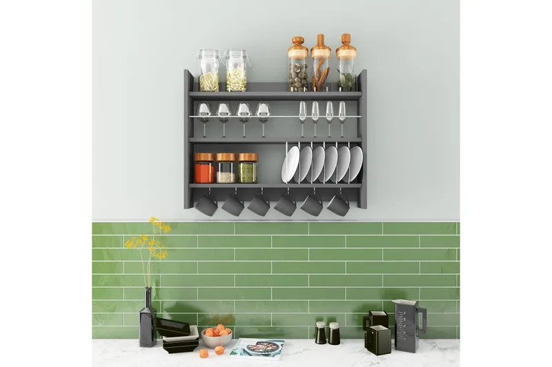 Lesince Krydderhylle 85x15 cm - Antrasitt - Oppbevaring - Hylle - Oppbevaringshylle - Krydderhylle & krydderstativ