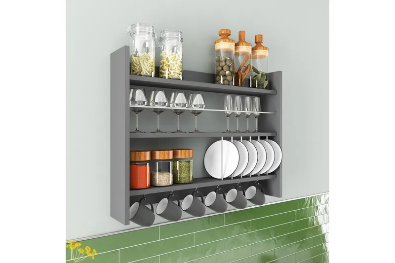 Lesince Krydderhylle 85x15 cm - Antrasitt - Oppbevaring - Hylle - Oppbevaringshylle - Krydderhylle & krydderstativ