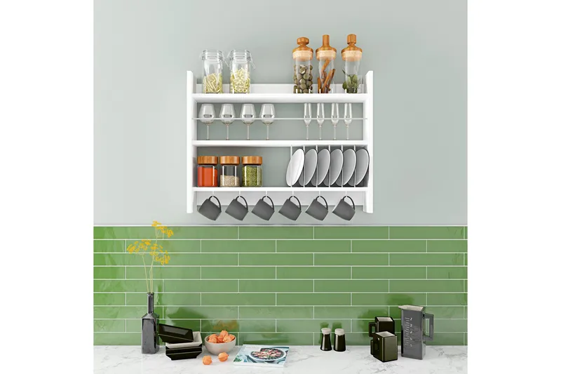 Lesince Krydderhylle 85x15 cm - Hvit - Oppbevaring - Hylle - Oppbevaringshylle - Krydderhylle & krydderstativ