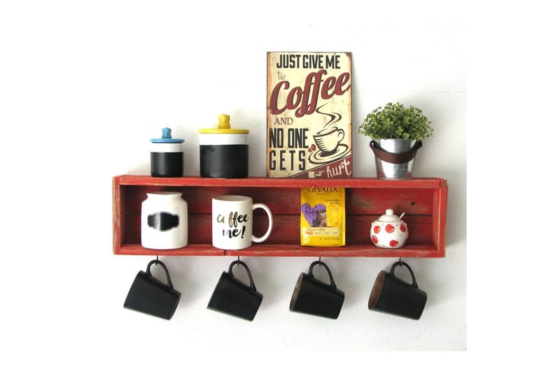 Raniye Krydderhylle 70x10 cm - Rød - Oppbevaring - Hylle - Oppbevaringshylle - Krydderhylle & krydderstativ