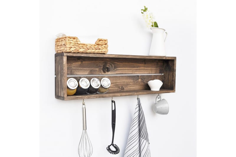 Ticknor Kjøkkenhylle 72 cm - Valnøtt - Oppbevaring - Hylle - Oppbevaringshylle - Krydderhylle & krydderstativ