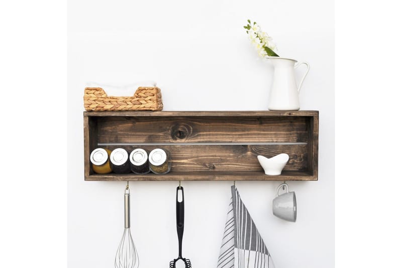 Ticknor Kjøkkenhylle 72 cm - Valnøtt - Oppbevaring - Hylle - Oppbevaringshylle - Krydderhylle & krydderstativ