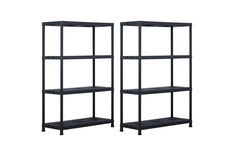 Oppbevaringshylle 2 stk svart 220 kg 90x40x138 cm plast - Lagerhylle