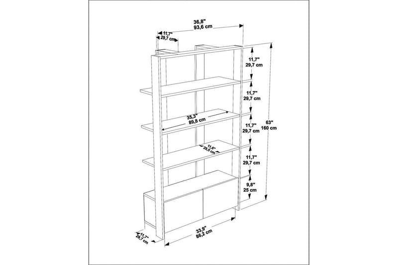 Ossin Bokhylle 93,6 cm - Svart - Oppbevaring - Hylle - Bokhylle