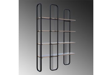 Pemu Bokhylle 125 cm i Metall med Treplate - Svart - Oppbevaring - Hylle - Bokhylle