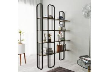 Pemu Bokhylle 125 cm i Metall med Treplate - Svart - Oppbevaring - Hylle - Bokhylle