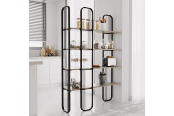 Pemu Bokhylle 125 cm i Metall med Treplate - Svart - Oppbevaring - Hylle - Bokhylle