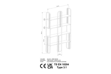 Pemu Bokhylle 125 cm i Metall med Treplate - Svart - Oppbevaring - Hylle - Bokhylle