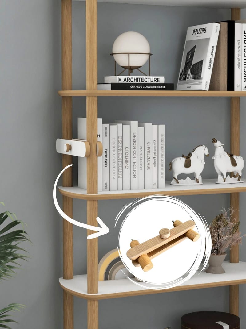 Pienk Bokhylle 80x174 cm - Eik og hvit - Oppbevaring - Hylle - Bokhylle