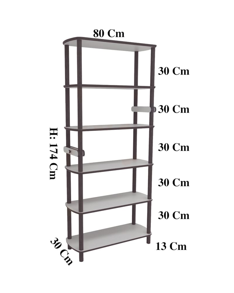 Pienk Bokhylle 80x174 cm - Eik og hvit - Oppbevaring - Hylle - Bokhylle
