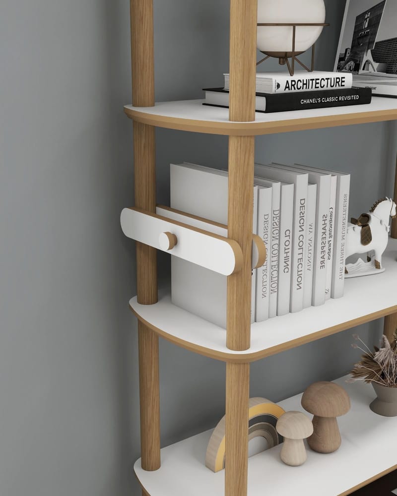 Pienk Bokhylle 80x174 cm - Eik og hvit - Oppbevaring - Hylle - Bokhylle