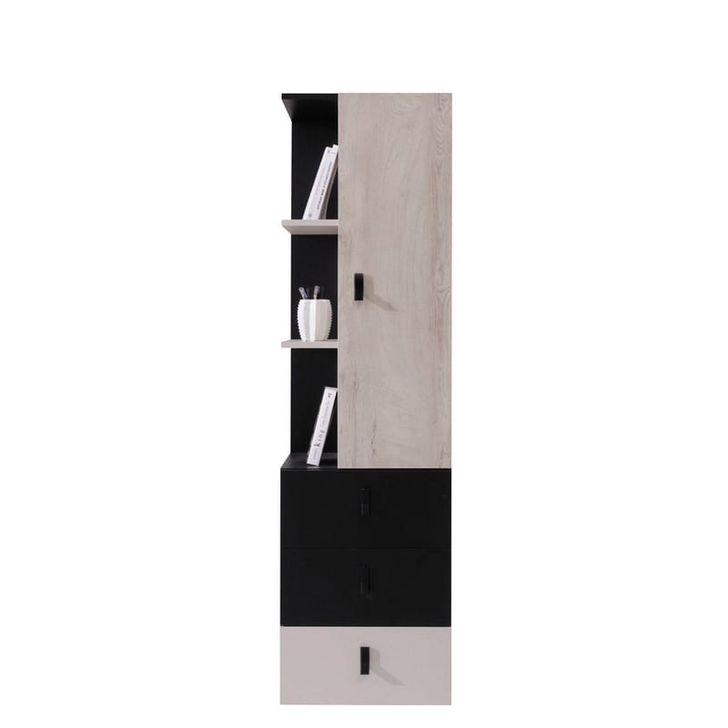 Planeta Bokhylle 45 cm i Tre, Svart|Beige