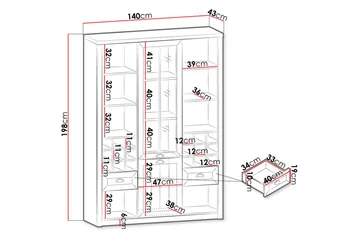 Prowansja Bokhylle 140 cm - Hvit/Tre - Oppbevaring - Hylle - Bokhylle