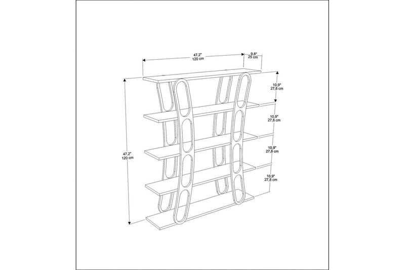 Quenla Bokhylle 120 cm - Svart/Hvit - Oppbevaring - Hylle - Bokhylle