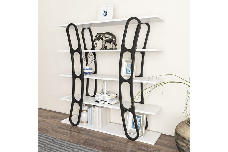 Quenla Bokhylle 120 cm - Svart/Hvit - Oppbevaring - Hylle - Bokhylle