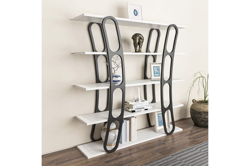Quenla Bokhylle 120 cm - Svart/Hvit - Oppbevaring - Hylle - Bokhylle