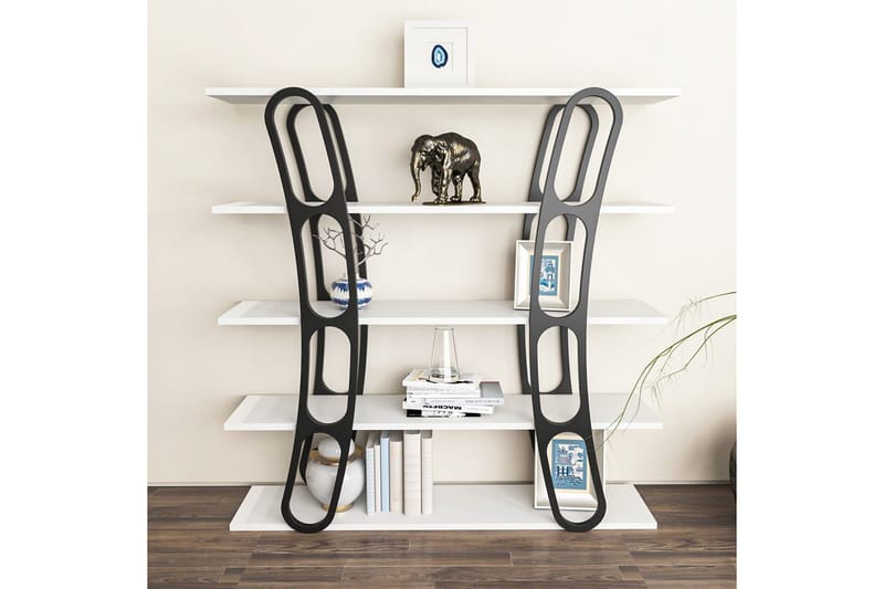 Quenla Bokhylle 120 cm - Svart/Hvit - Oppbevaring - Hylle - Bokhylle