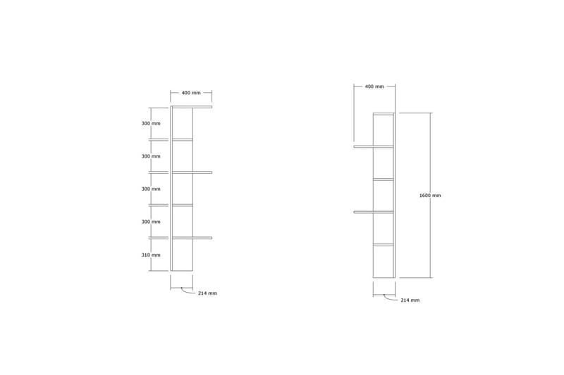 Ruigoord Bokhylle 40 cm - Eik - Oppbevaring - Hylle - Bokhylle