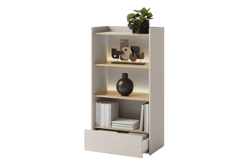 Sigmana Bokhylle 70 cm i Eik - Lys Beige - Oppbevaring - Hylle - Bokhylle