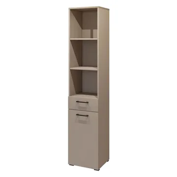 Skap Bokhylle 40 cm med 1 Skuff og 1 Dør i Eik - Taupe - Oppbevaring - Hylle - Bokhylle