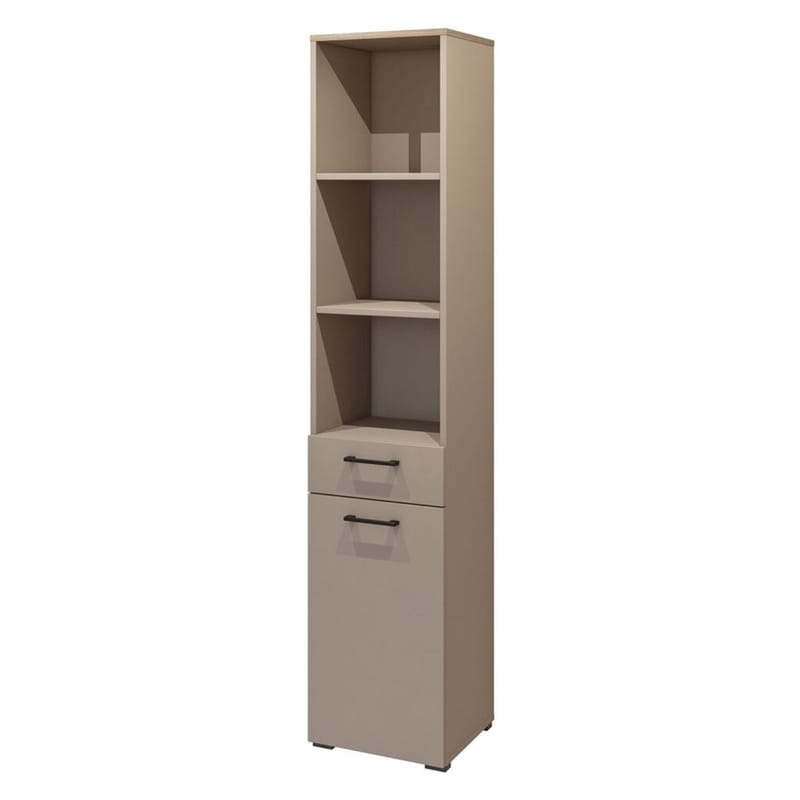 Skap Bokhylle 40 cm med 1 Skuff og 1 Dør i Eik, Taupe