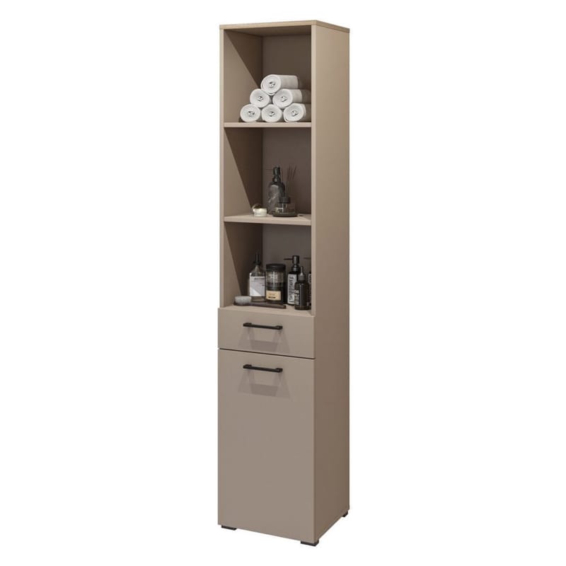 Skap Bokhylle 40 cm med 1 Skuff og 1 Dør i Eik - Taupe - Oppbevaring - Hylle - Bokhylle
