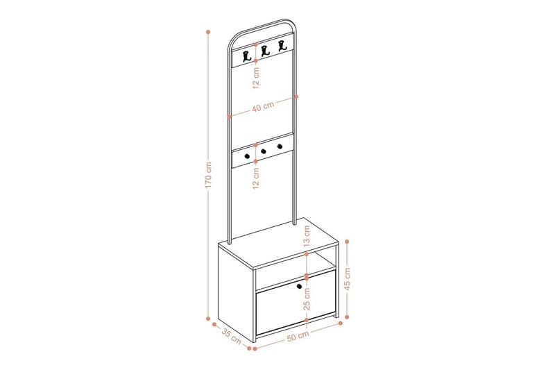 Springhill Hattehylle 50 cm - Svart/Hvit - Oppbevaring - Hylle - Hattehylle