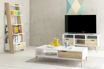 Delta Stigehylle 55 cm - Hvit/Eik - Oppbevaring - Hylle - Stigehylle & trappehylle