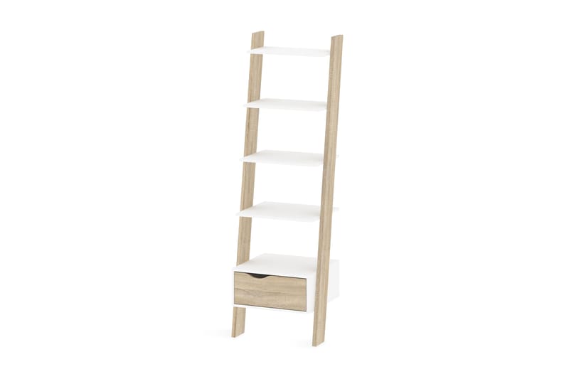 Stigehylle Vasiliki 55 cm - Hvit|Eik - Stigehylle & trappehylle