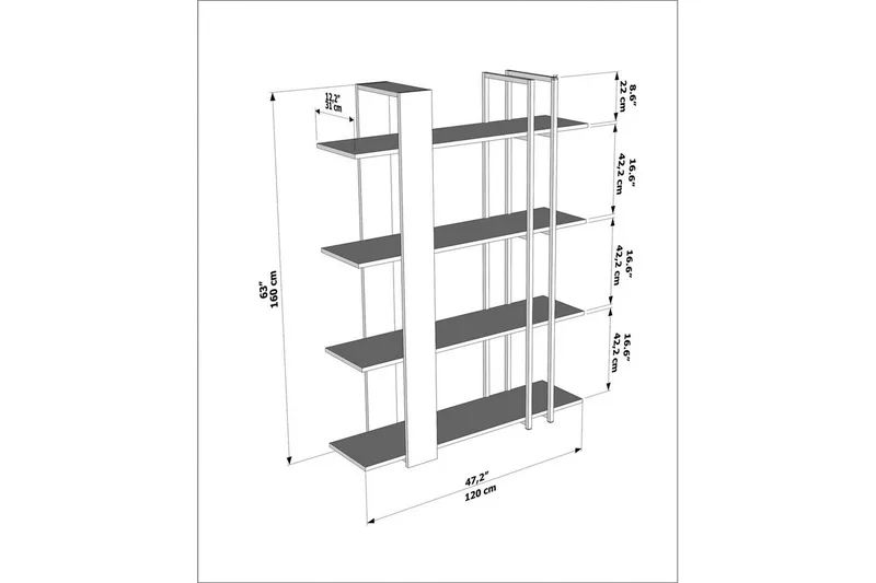 Thyra Bokhylle 120 cm - Grønn/Sort - Oppbevaring - Hylle - Bokhylle