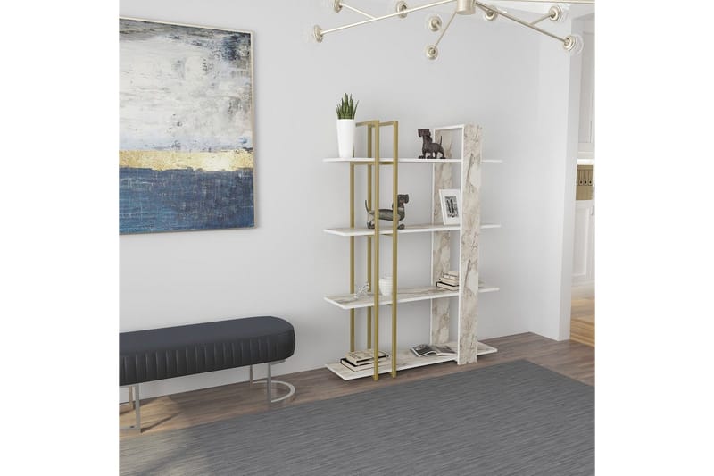 Thyra Bokhylle 120 cm - Gull - Oppbevaring - Hylle - Bokhylle
