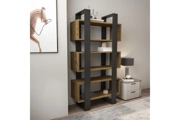 Thyric Bokhylle 80 cm - Valnøtt/Antrasitt - Oppbevaring - Hylle - Bokhylle