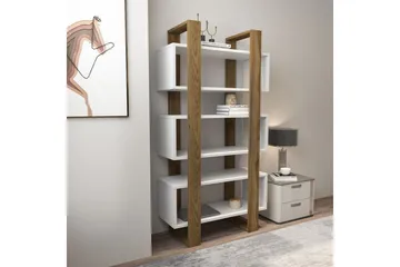 Thyric Bokhylle 80 cm - Valnøtt/Hvit - Oppbevaring - Hylle - Bokhylle