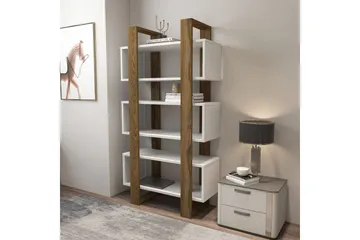 Thyric Bokhylle 80 cm - Valnøtt/Hvit - Oppbevaring - Hylle - Bokhylle