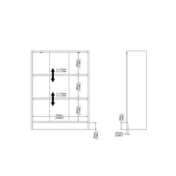 Trysil Bokhylle 79 cm med 2 Hyller i Malt Tre - Hvit - Oppbevaring - Hylle - Bokhylle