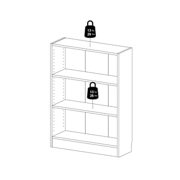Trysil Bokhylle 79 cm med 2 Hyller i Malt Tre - Hvit - Oppbevaring - Hylle - Bokhylle
