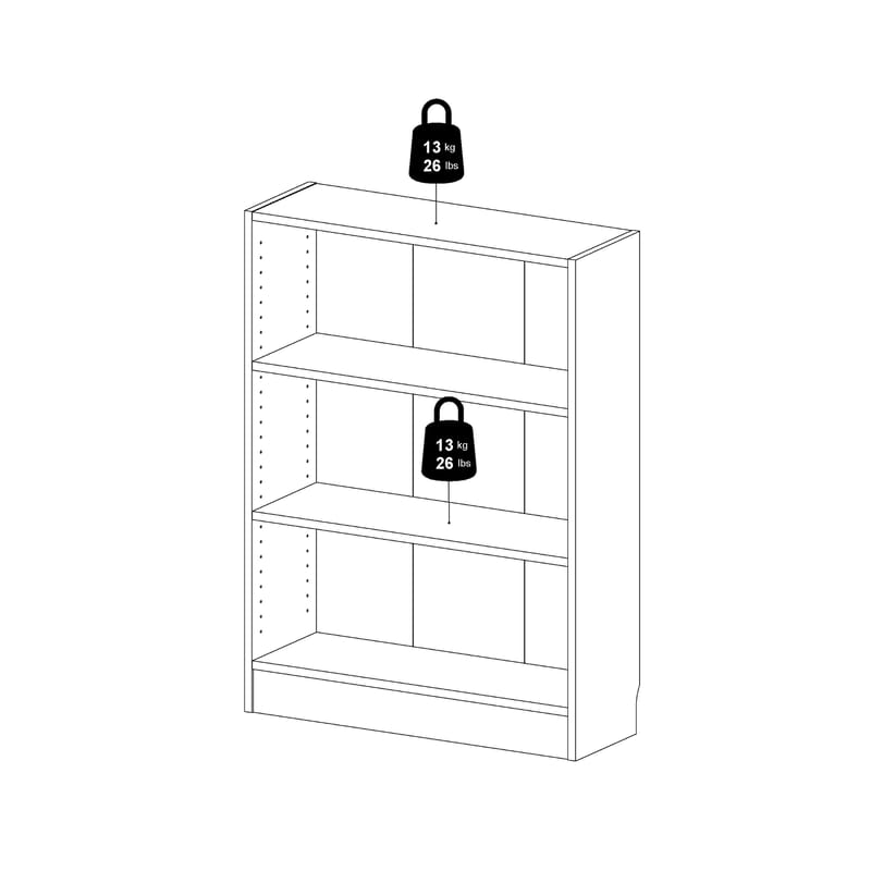 Trysil Bokhylle 79 cm med 2 Hyller i Malt Tre - Hvit - Oppbevaring - Hylle - Bokhylle