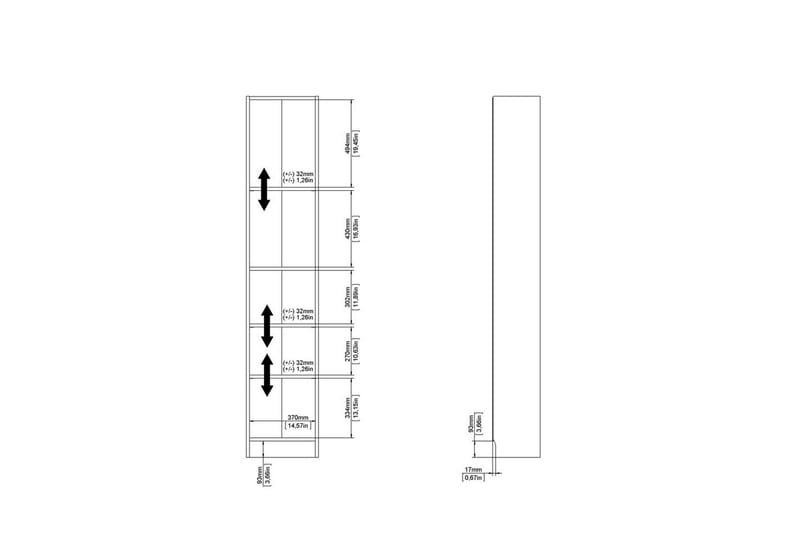 Trysil hylle 40,6x26,75 cm - Eikestruktur - Oppbevaring - Hylle - Bokhylle