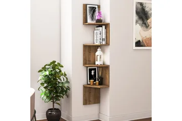 Achnas Vegghylle 30x30 cm 4 Hyller - Mørkebrun - Oppbevaring - Hylle - Vegghylle