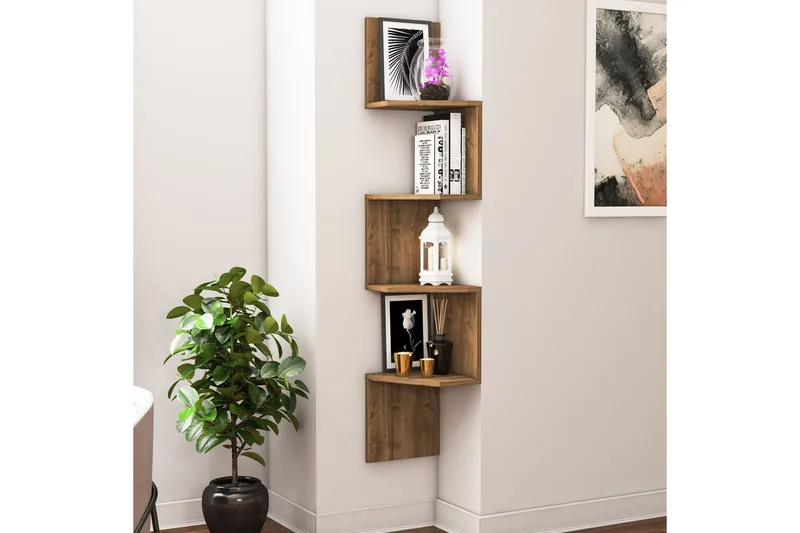 Achnas Vegghylle 30x30 cm 4 Hyller - Mørkebrun - Oppbevaring - Hylle - Vegghylle