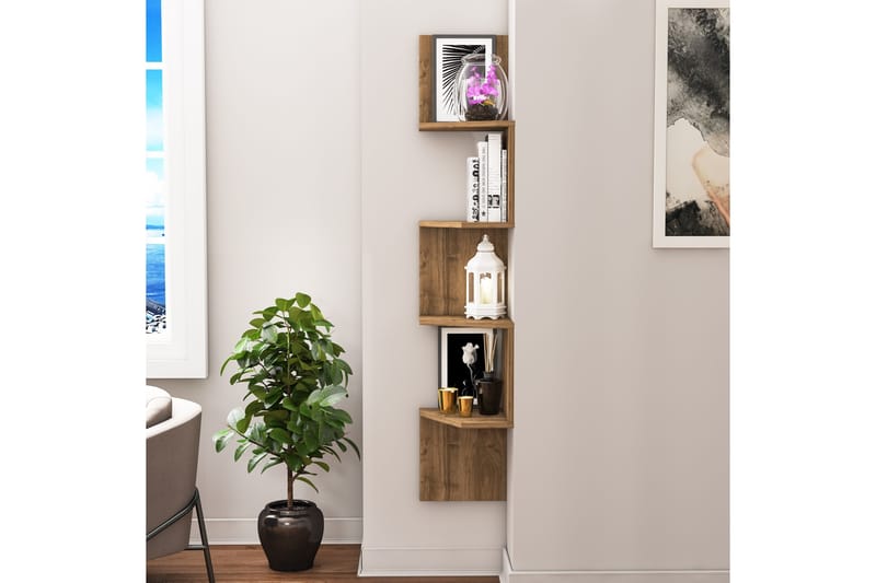Achnas Vegghylle 30x30 cm 4 Hyller - Mørkebrun - Oppbevaring - Hylle - Vegghylle