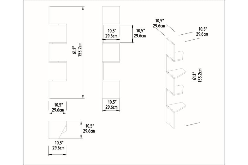 Achnas Vegghylle 30x30 cm 4 Hyller - Mørkebrun - Oppbevaring - Hylle - Vegghylle