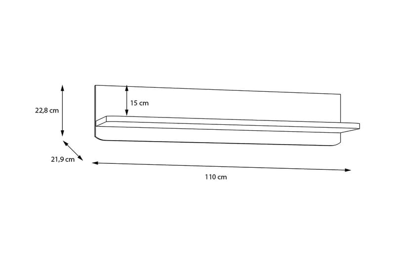 Ahmetbay Vegghylle 22x110 cm - Grå/Brun - Oppbevaring - Hylle - Vegghylle