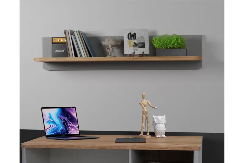 Ahmetbay Vegghylle 22x110 cm - Grå/Brun - Oppbevaring - Hylle - Vegghylle