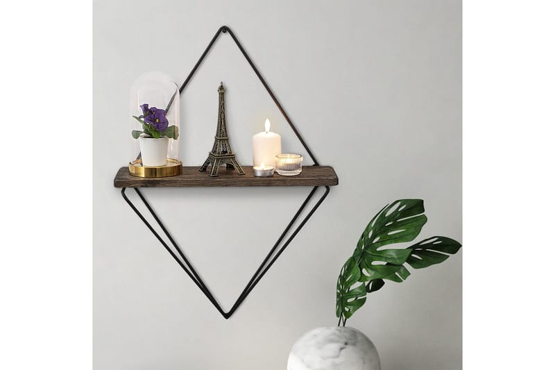 Amstelveen Vegghylle 15x27 cm - Svart / Valnøtt - Oppbevaring - Hylle - Vegghylle