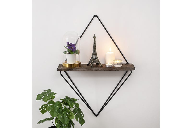 Amstelveen Vegghylle 15x27 cm - Svart / Valnøtt - Oppbevaring - Hylle - Vegghylle