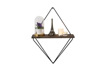 Amstelveen Vegghylle 15x27 cm - Svart / Valnøtt - Oppbevaring - Hylle - Vegghylle