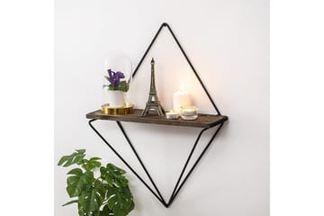 Amstelveen Vegghylle 15x27 cm - Svart / Valnøtt - Oppbevaring - Hylle - Vegghylle