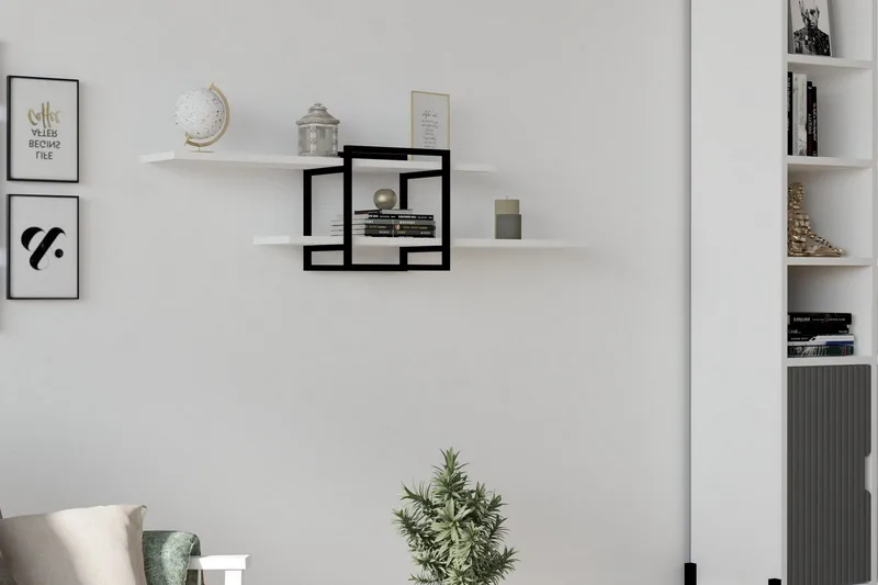 Andifli Vegghylle 120x30 cm - Hvit - Oppbevaring - Hylle - Vegghylle